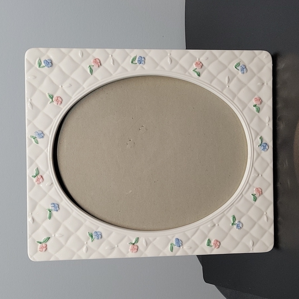 Vintage Quilted Ceramic Shabby Chic Floral Large Picture Frame